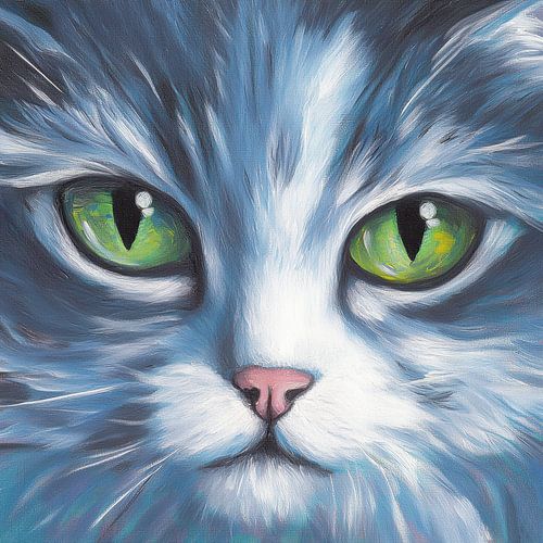Kattengezicht in blauw