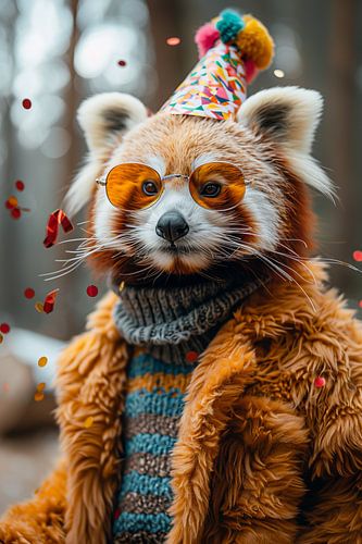 Rode panda in de discostijl van de jaren 60 en 70 voor je verjaardag