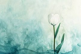 Aquarell einer weißen Tulpe von Art & Soul Creations