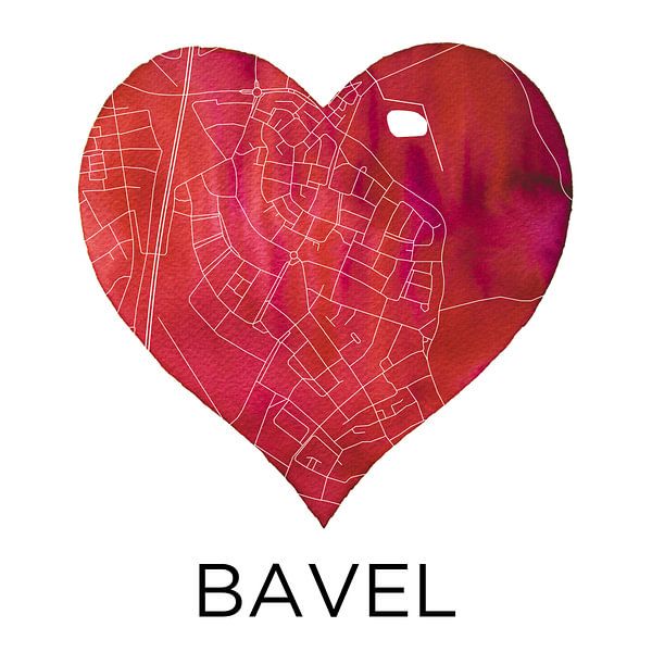L'amour de Bavel | Plan de la ville dans un cœur par WereldkaartenShop