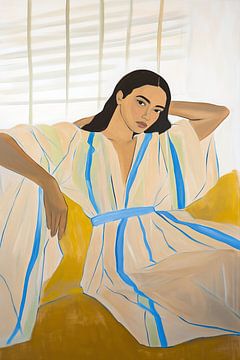 Chill Vibes in Blue Lines van Inkhere Art
