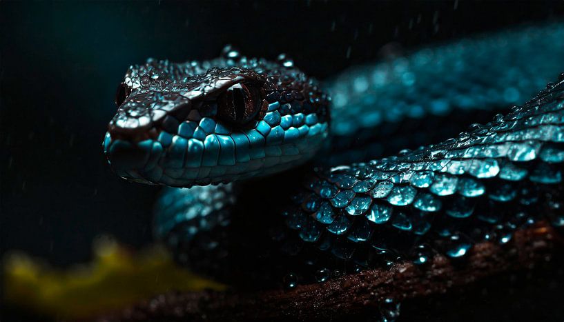 Snake in the rain with raindrops by Mustafa Kurnaz
