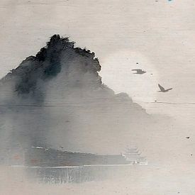 ZEN ART Triptyque (partie 1) : Paysage japonais brumeux sur Studio Pieternel