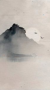 ZEN ART Triptychon (Teil 1): Neblige japanische Landschaft