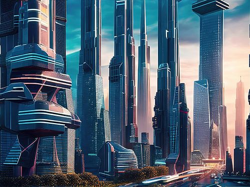 Een futuristisch kleurrijk stadsgezicht - 10