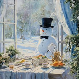 Sneeuwman | Citrus Winter Thee van ARTEO Schilderijen