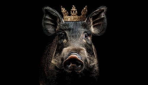 Wild zwijn koning met kroon panorama