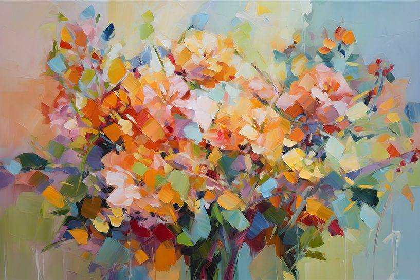 Abstract cheerful flowers by Artsy