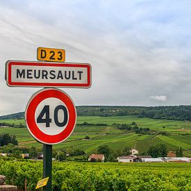 Meursault naambord en de wijngaarden van Patricia Hofmeester