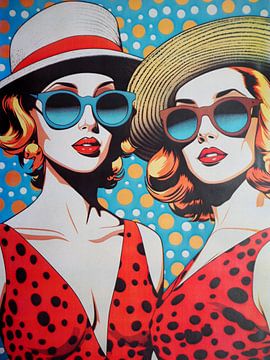Pop Art Portret twee vrouwen zomerzon grafisch van gm_designs