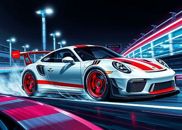 Porsche 911 GT3 RS Wit met rode strepen van MIROKKU