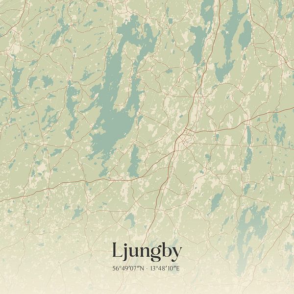 Vintage map of Ljungby, Sweden. by Prints of Place