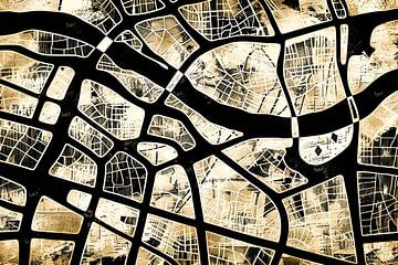 Unieke Stad Plattegrond - Moderne Kunst voor Thuis van Vlindertuin-Art