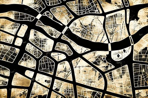 Unieke Stad Plattegrond - Moderne Kunst voor Thuis