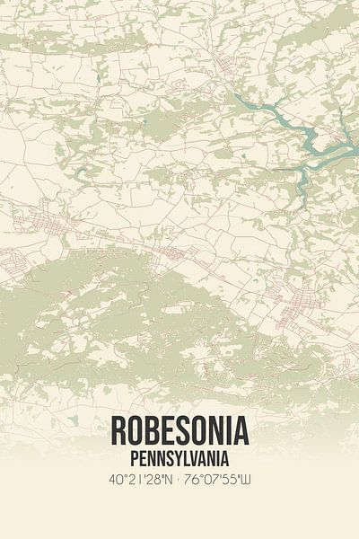 Carte ancienne de Robesonia (Pennsylvanie), USA. par Affiches de lieux