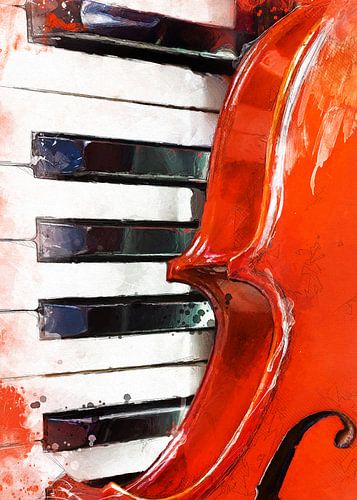 Viool en piano aquarel kunst #viool #piano