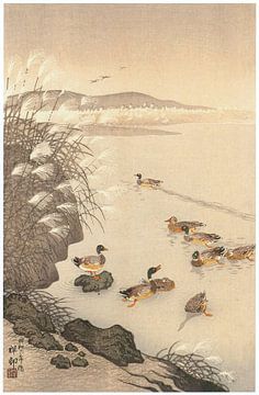 Ohara Koson - late herfstvijver (bewerkt) van Peter Balan