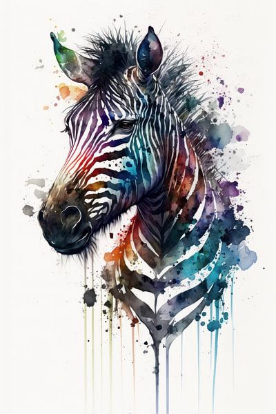 Zèbre - Aquarelle par New Future Art Gallery