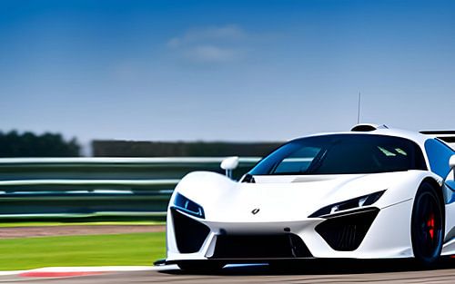 A racing car in white