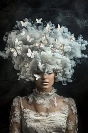 woman with butterflies