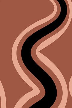 Retro Waves: Minimalist Abstract Art in Terra, Pink, and Black no. 7 by Dina Dankers