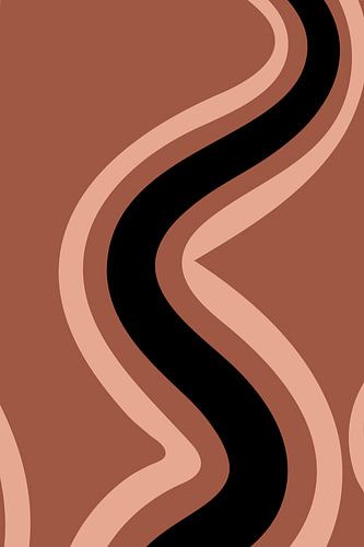 Retro Golven: Minimalistische abstracte kunst in Terra, Roze en Zwart nr. 7