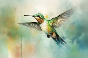 Fliegender Kolibri in Farbe