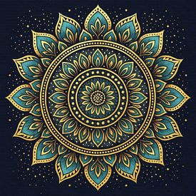 Mandala in Türkis und Gold von Sabine Wagner