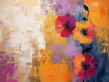 Bloem decor van Abstract Schilderij