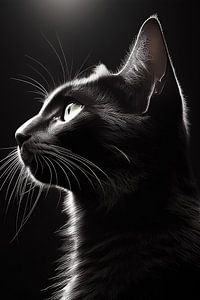 Porträt einer schwarzen Katze mit Gegenlicht