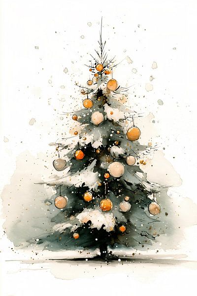 Weihnachtsbaum in Aquarell Nr. 4 von Studio BB