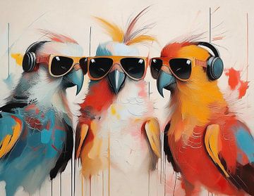 3 genietende vogeltjes van Marjolein Deelen