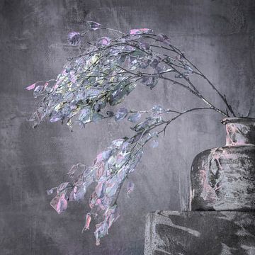 Still Life with Birch Branch 3. Digital Art. Painting. by Alie Ekkelenkamp