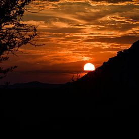 Coucher de soleil dans le parc national de Madikwe sur Ronald Huijben