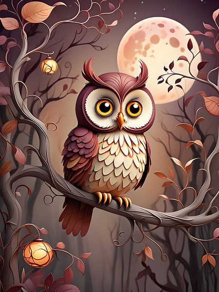 Moonlight over the tawny owl by Bart Veeken