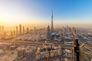 Dubai at sunrise by Dieter Meyrl