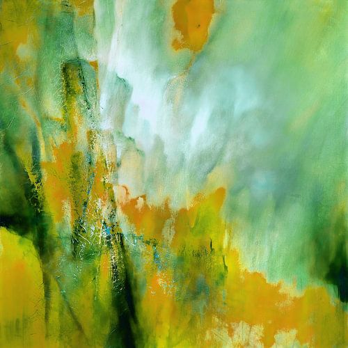 Abstracte compositie: Geel ontmoet groen