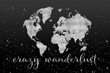 Grafikkunst CRAZY WANDERLUST | silber von Melanie Viola