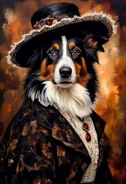 Border Collie Hund im viktorianischen Kleid von MIROKKU