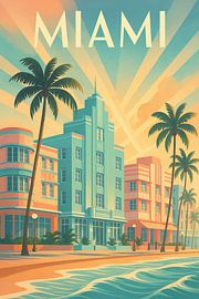Miami Art Deco Paradise – Ocean Drive at Sunrise by Travel Shop