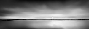 Leuchtturm Westerhever an der Nordsee in schwarzweiss.