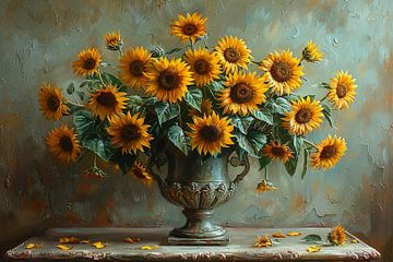 Klassisches Stillleben mit Sonnenblumen in Einer Vase von Felix Brönnimann