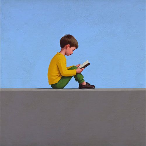 Jongen leest een boek