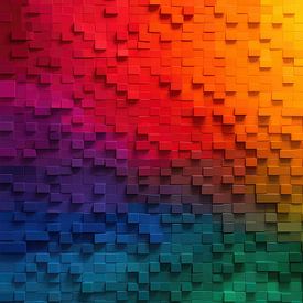 Regenbogen Kubistische Explosion abstrakte Wandkunst von Focco van Eek