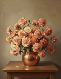 Dahlia pinnata dans un pot en cuivre sur Regan Frederick