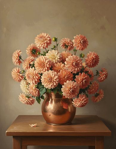 Dahlia pinnata in een koperen pot