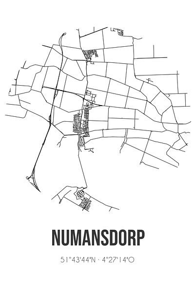 Numansdorp (South Holland) | Map | Black and White by Prints of Place