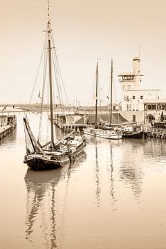 Harlingen harbour. Sepia by Alie Ekkelenkamp