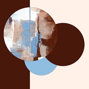 Abstract colour fields / brown and light blue circles by Kerstin Franz
