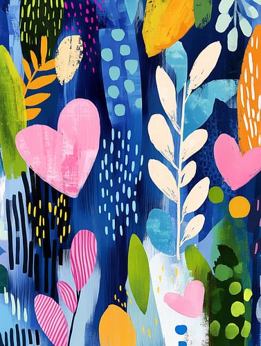 Abstracte boho kunst met een hart